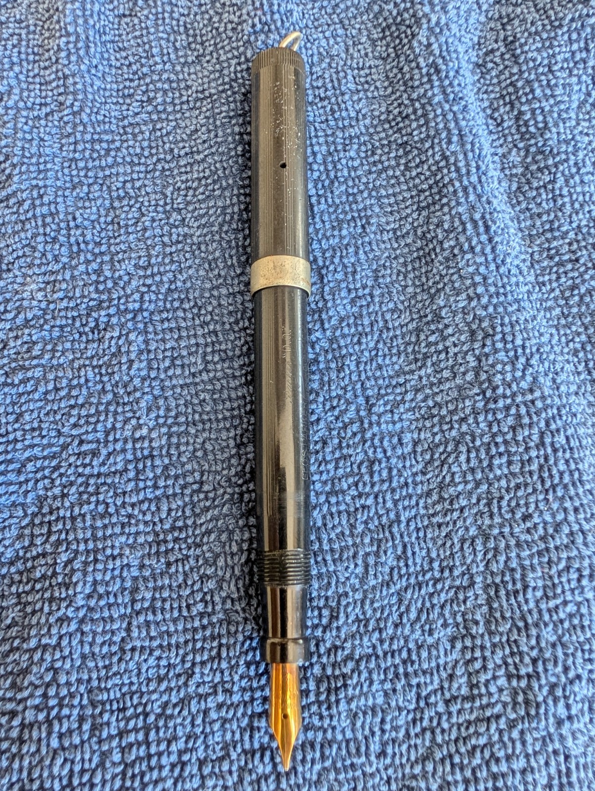 Parker DQ Black Stripe Lucky Curve Fountain Pen #2 14k Gold Nib
