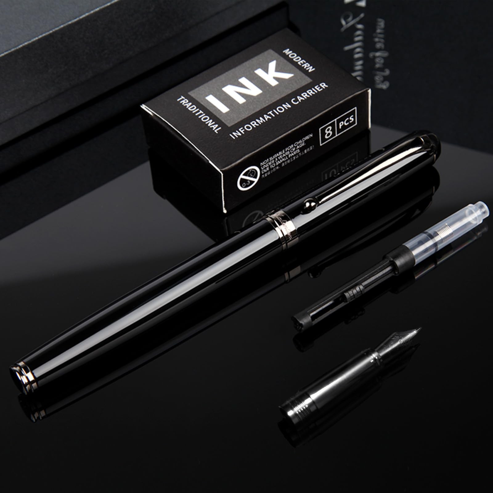 Fountain Pen-Smooth Writing Metal Water Pen with Gift Case Fine Nib Consisten…