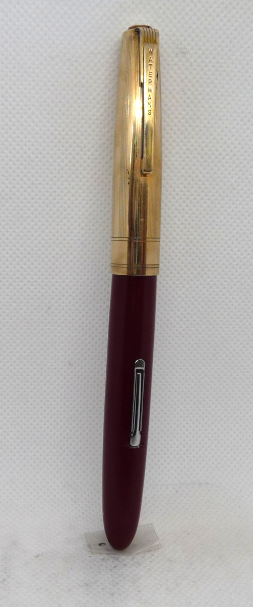 Waterman Vintage Gold Cap Lever Fill Fountain Pen-burgundy-flex medium nib