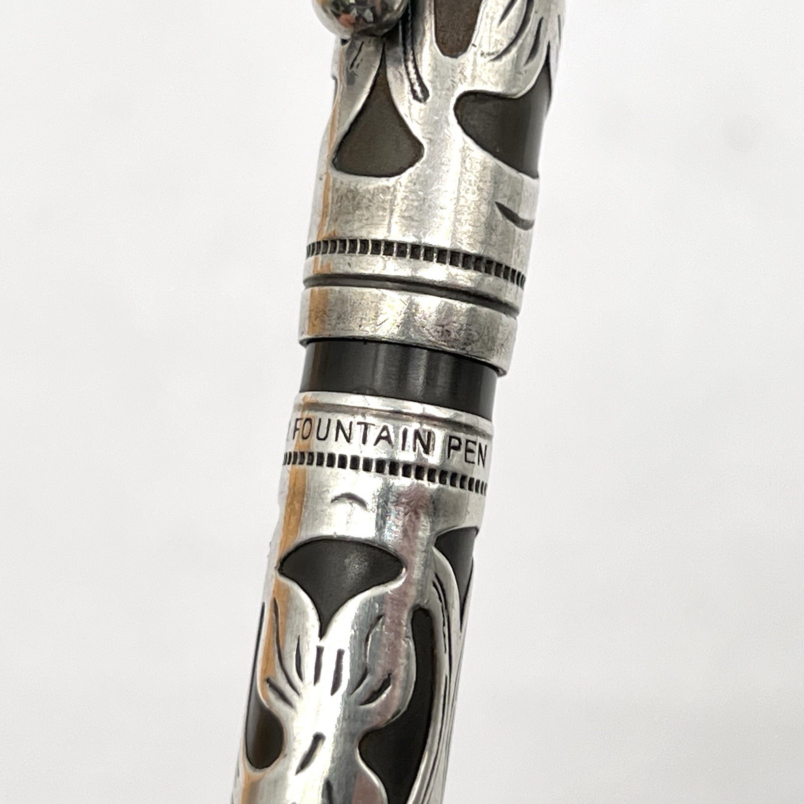 SOLD AS IS Waterman 412 Fountain Pen Trefoil Vine Sterling Overlay Squar G2U