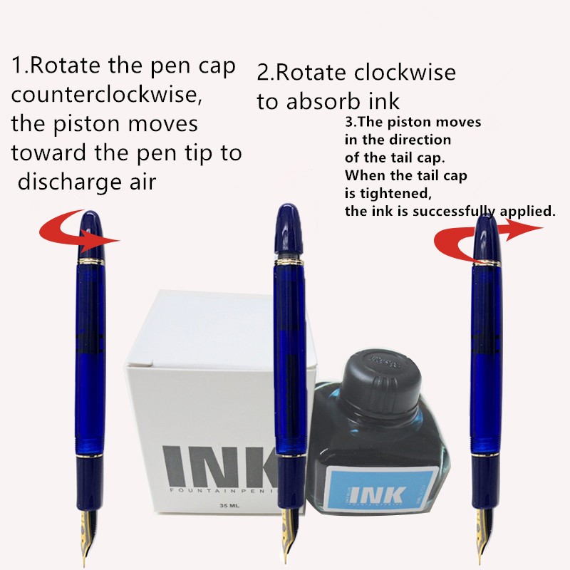 Vintage Wing Sung 699 Acrylic Resin Piston Fountain Pen Clip 0.7mm M Nib w