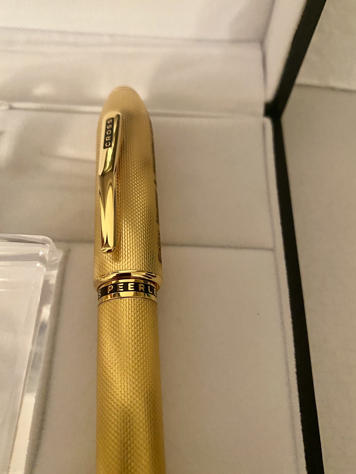 Engraved Cross Peerless 125 23 Carat Heavy Gold Plated Ballpoint Pen w/ Crystal