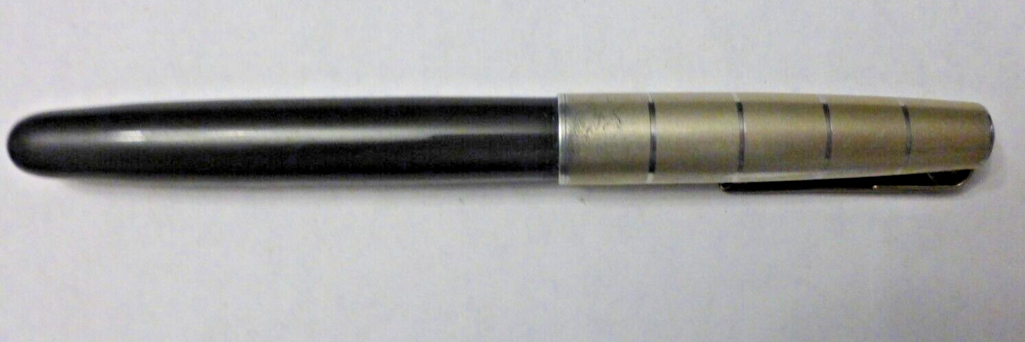 Vintage Watermans Fountain Pen Black & Silver Writing Instrument with Nib
