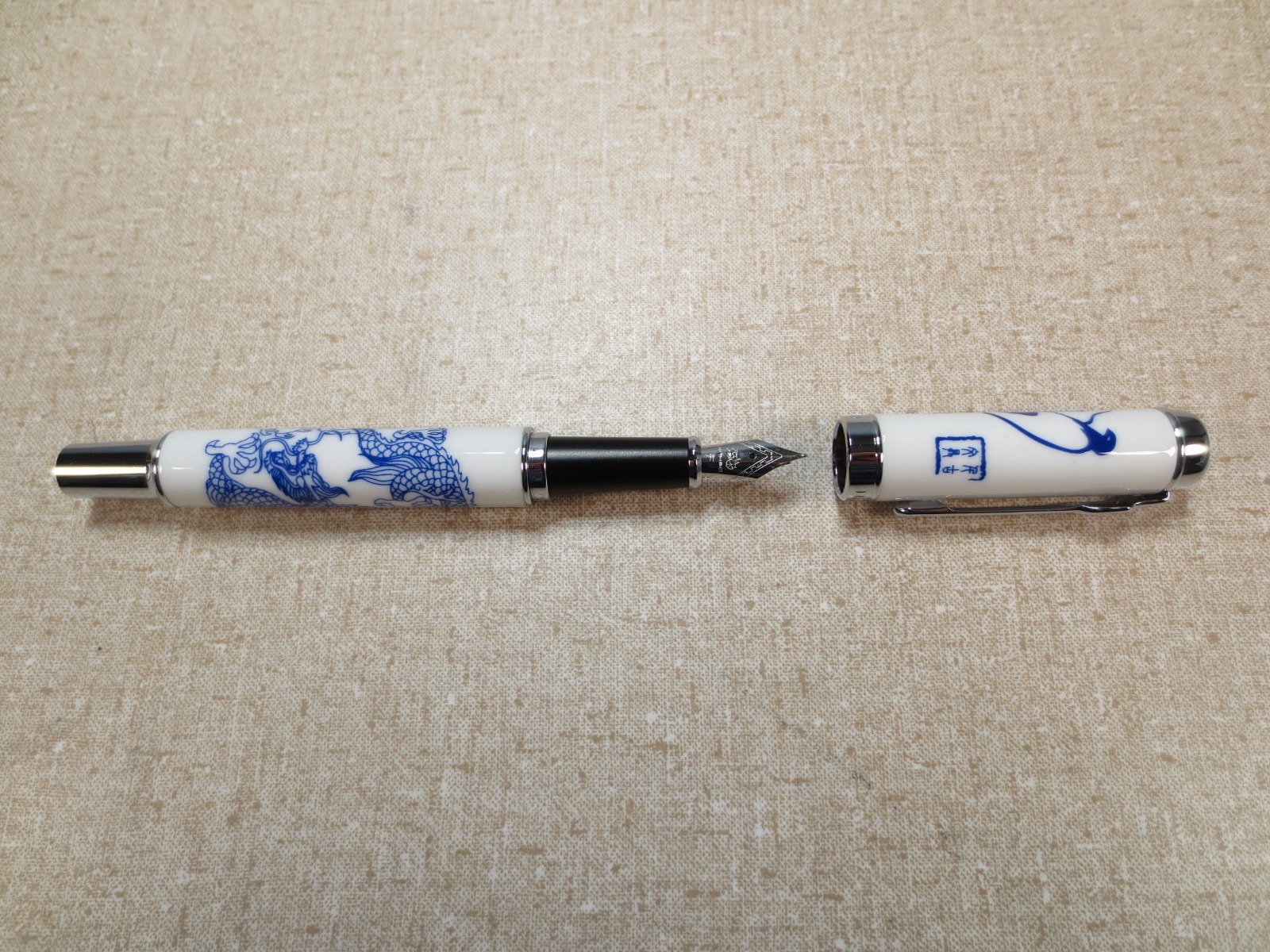 Jinhao 950 Fountain Pen Plunger Converter Med Porcelain Design Blue Dragon NOS