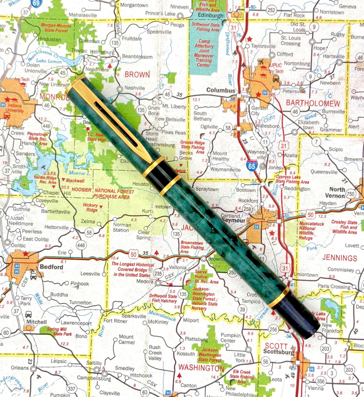 Vintage Waterman Laureat Fountain Pen Green Marbled & Gold – Made in France