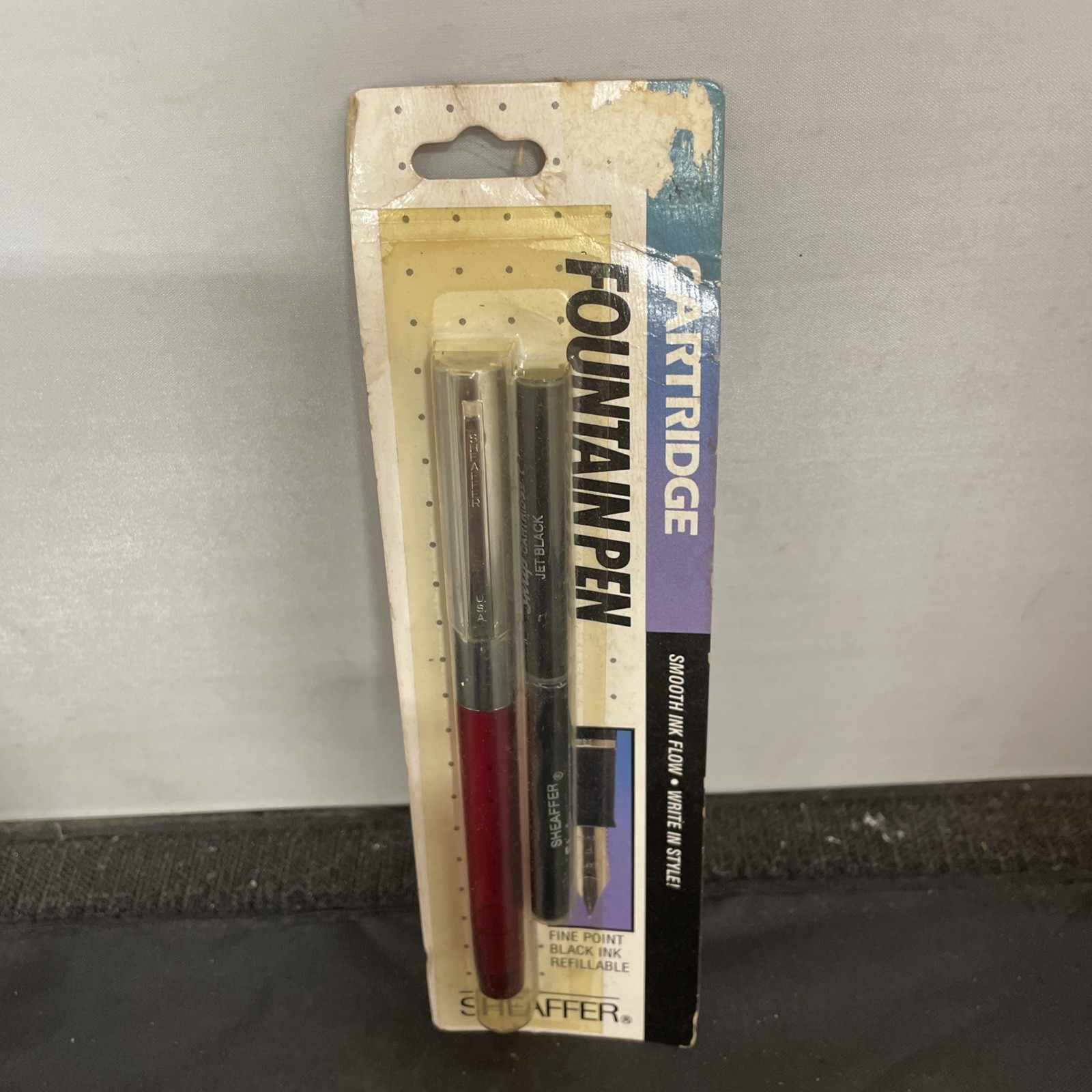 Sheaffer Cartridge Fountain Pen Maroon Barrel Fine Pt Black Ink Refillable NOS