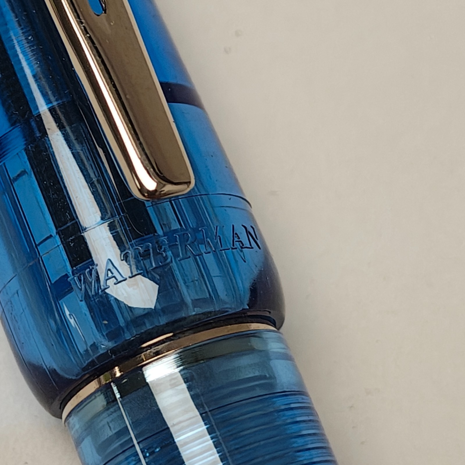 Vtg Waterman Kultur Fountain Pen Transparent Blue Demonstrator Fine Pt France