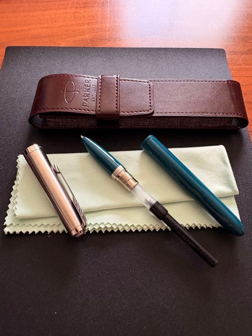 Parker Fountain Pen 51 Teal Blue CT F Ink Vintage Retro