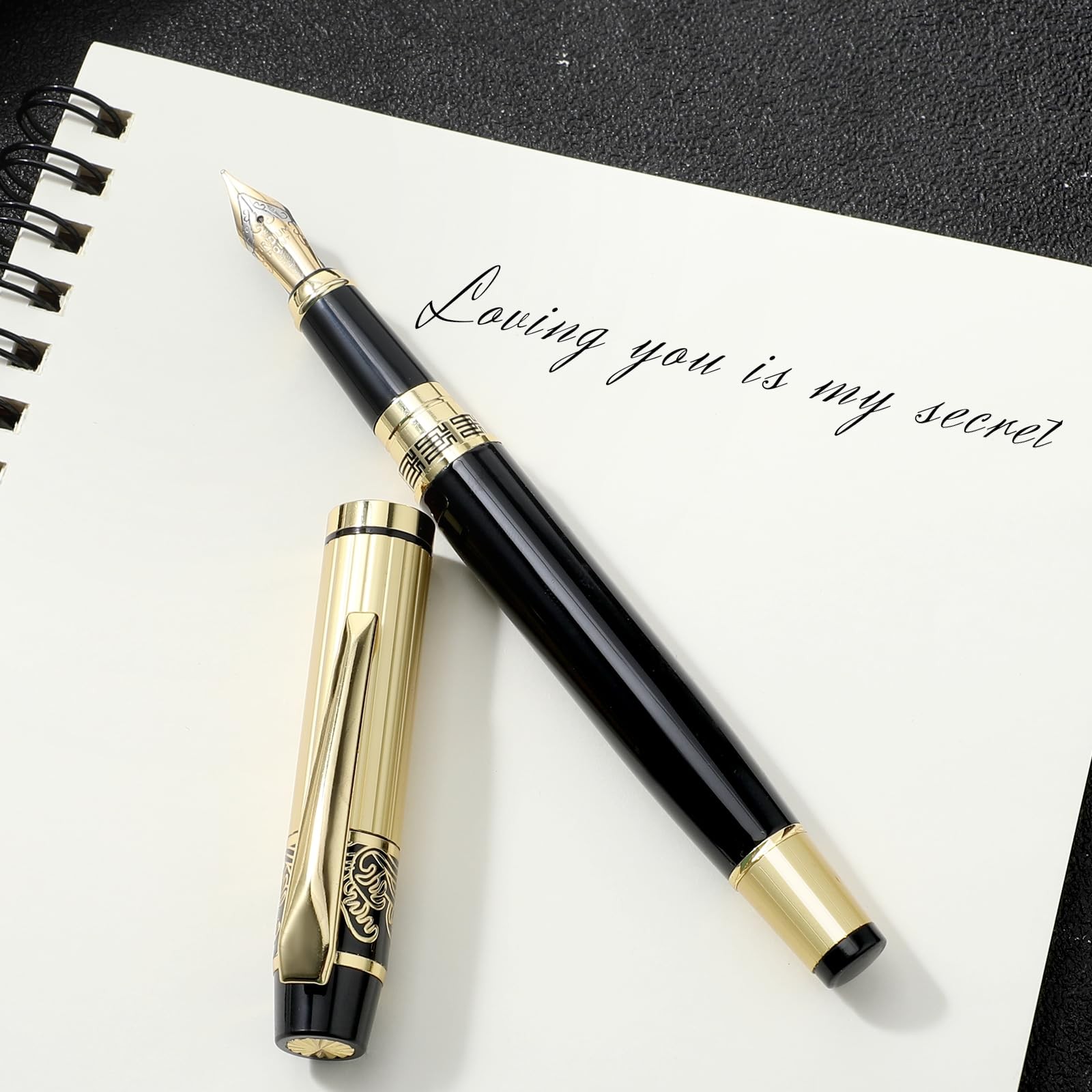 Metal Fountain Pens, With 10 Black Ink 2.6mm 1 Count (Pack of 1),