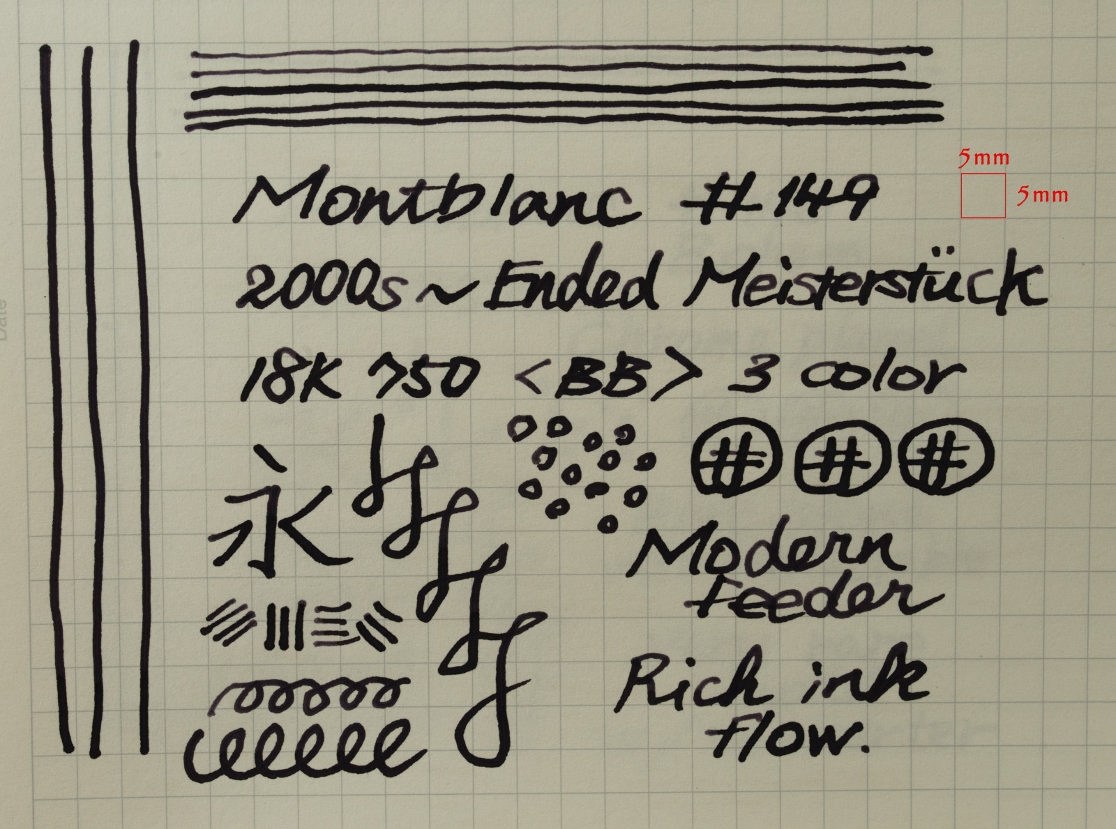 Vintage 2000s Montblanc 149 18K BB 3 tone nib Modern feeder Tested From Japan