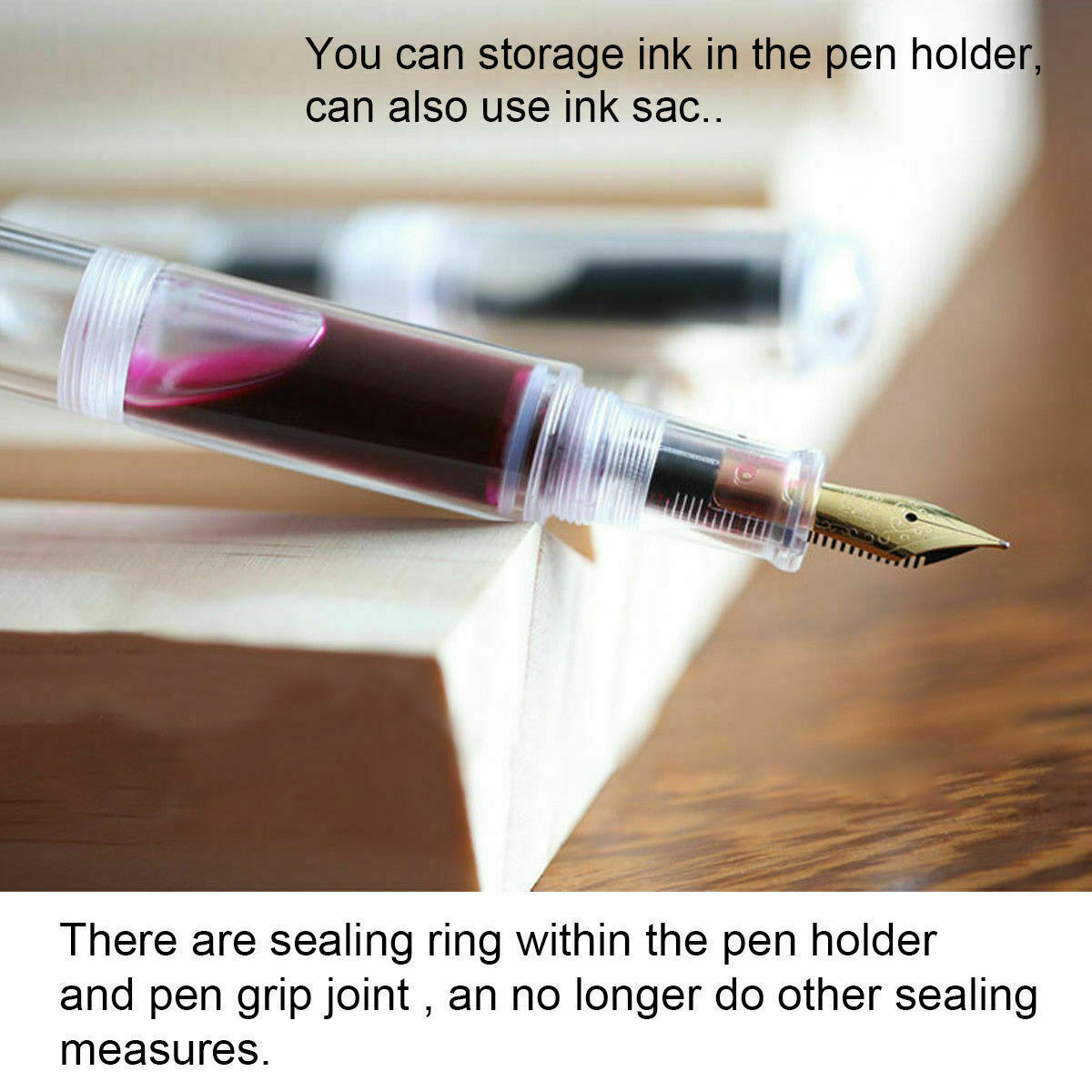 Mini Ink Sac Transparent Fountain Pen Office Writing Gift Iridium Fine Nib 0.5mm