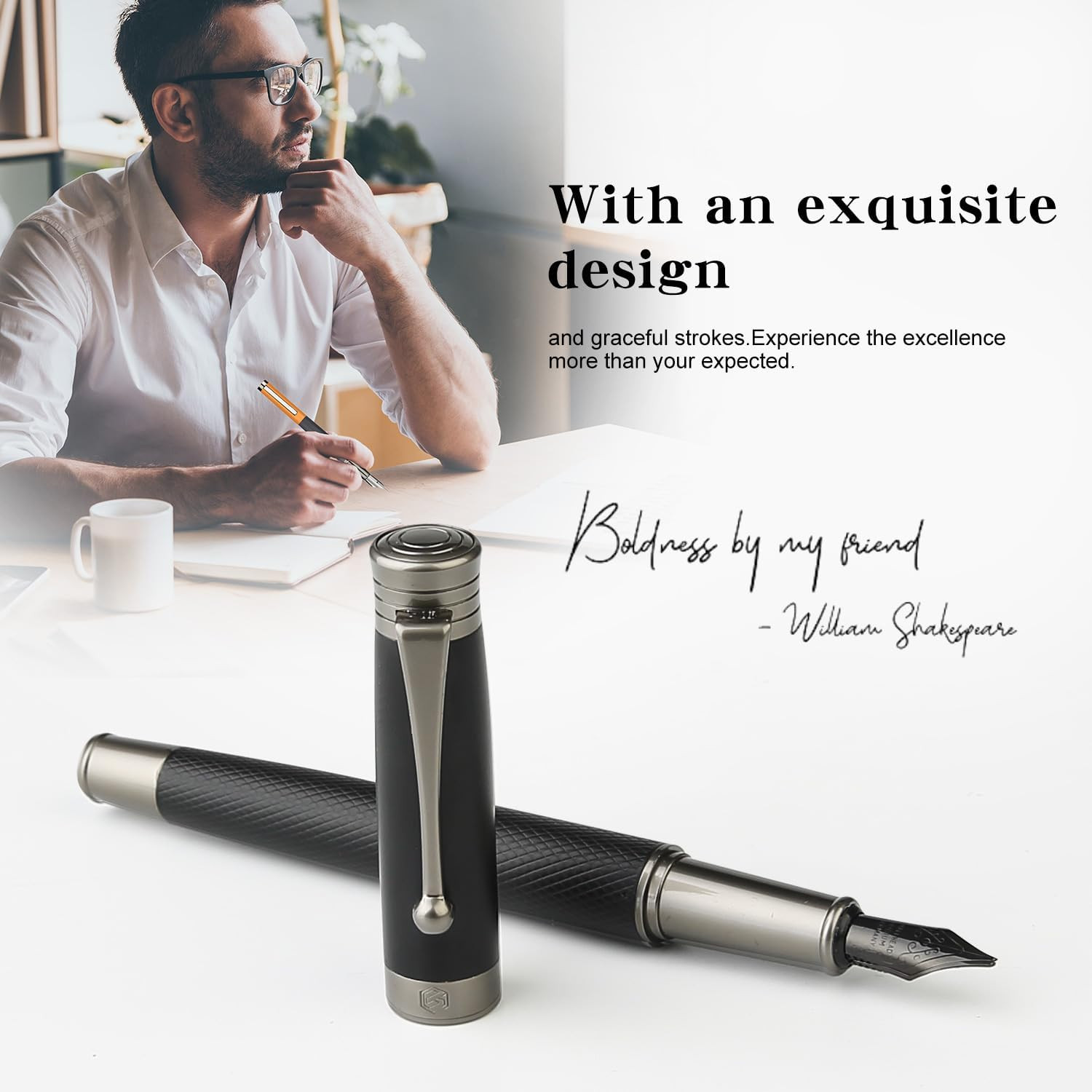 Fountain Pen Set – Fine & Medium Nibs, Includes 18 Ink Cartridges, Ink Refill Co