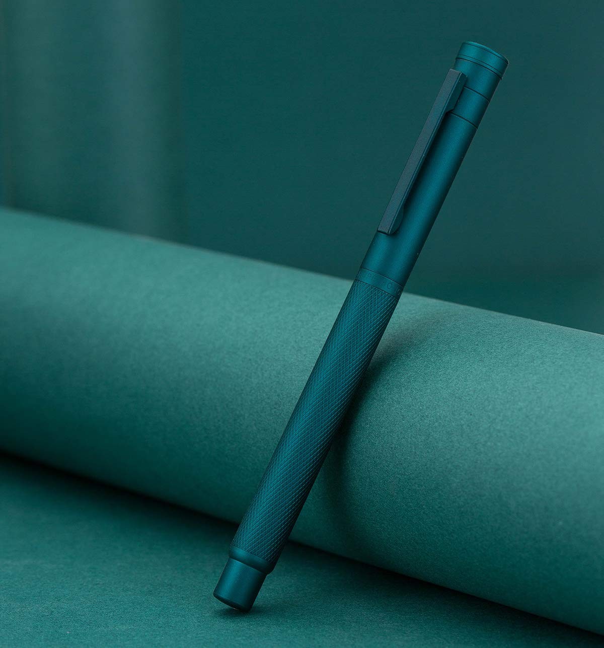 Dark Green Fude Pen, Bent Nib Fountain Pen, Calligraphy, Converter, Metal Case