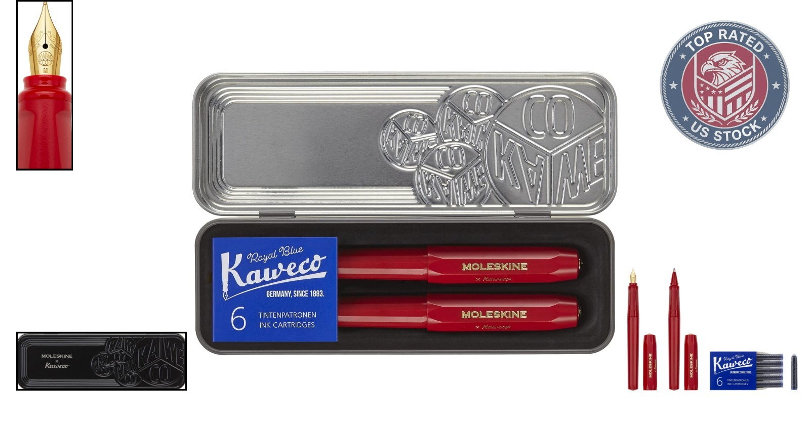 Elegant Kaweco Red Fountain and Ballpen Duo – Smooth Writing, Refillable Design