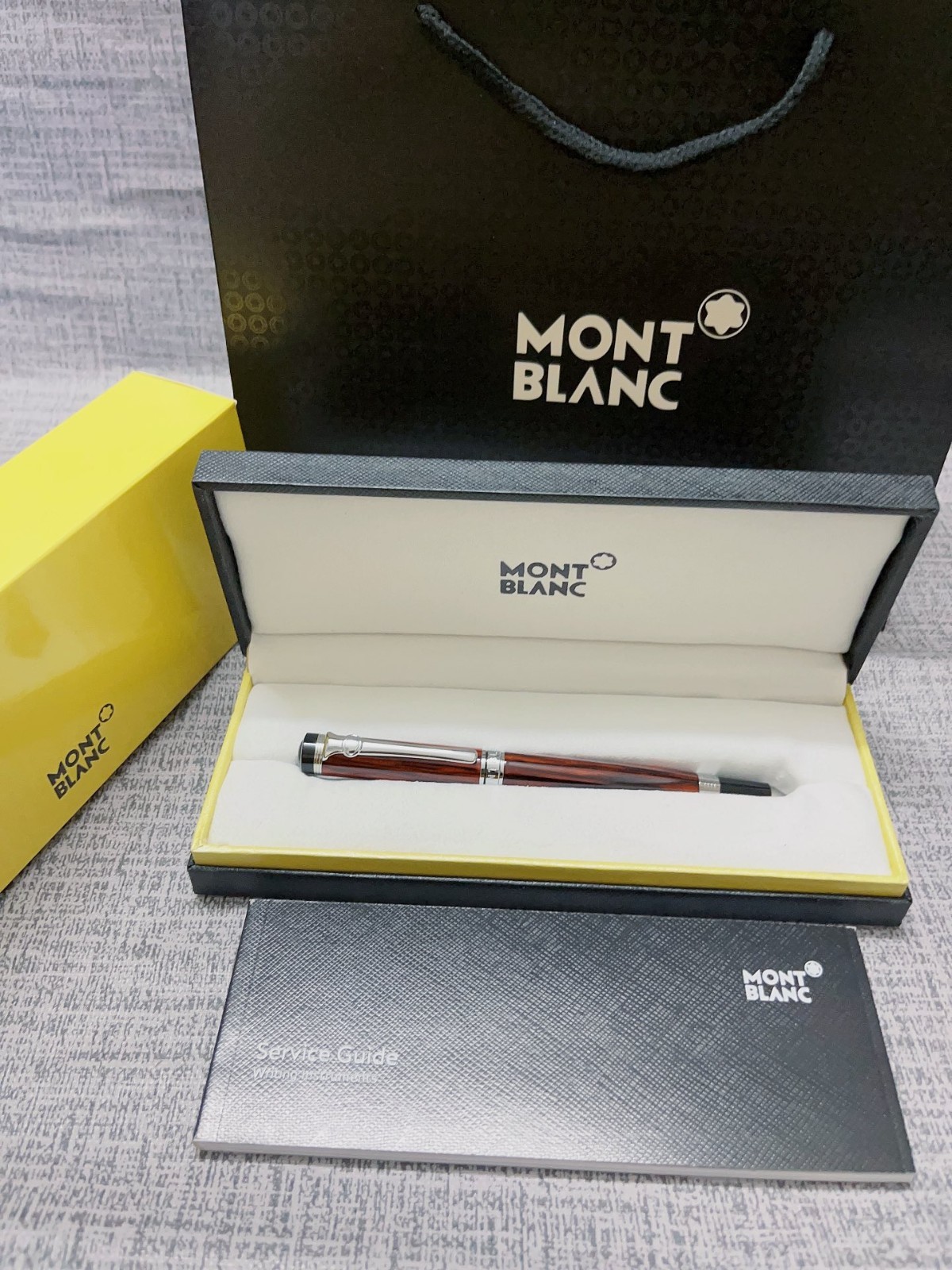 Montblanc Meisterstuck Burgundy Brown Gold Trim Fountain Pen Box Set