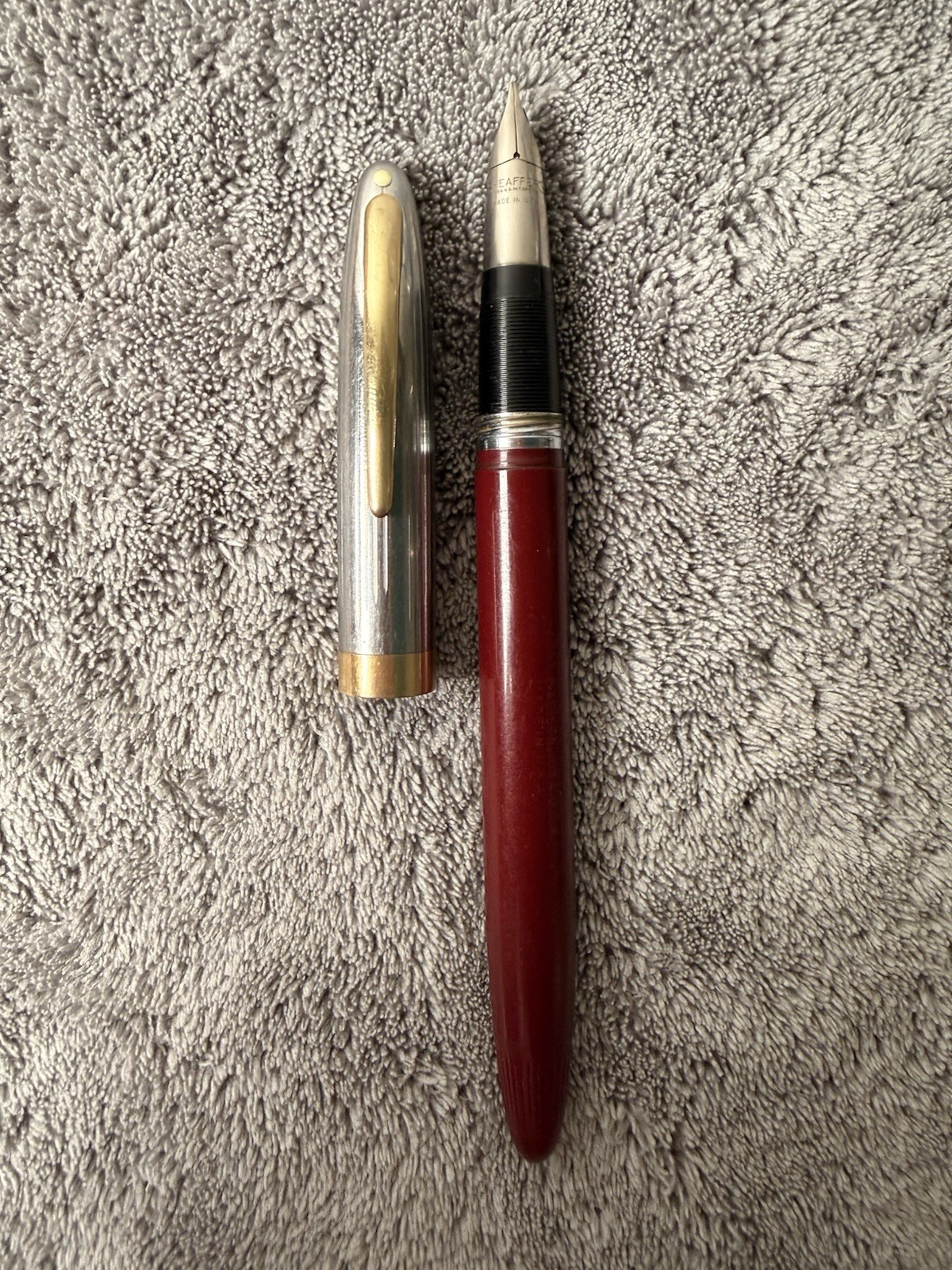 Vintage Sheaffer’s Burgandy Snorkel White Dot Fountain Pen Untested