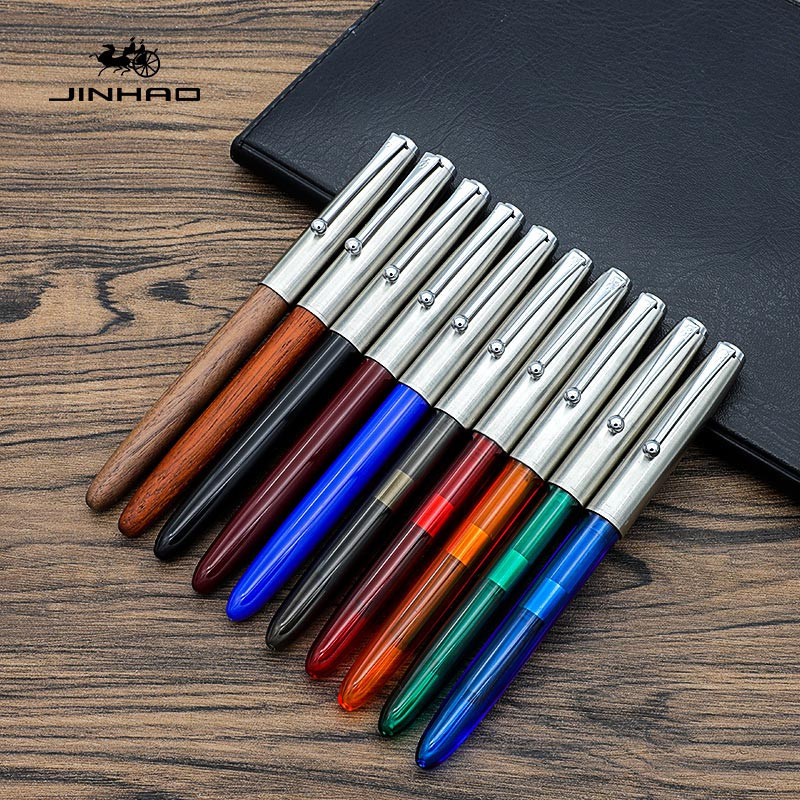 New Jinhao 51A Plastic/Wood Fountain Pen Hooded Iridium Fine 0.5mm Nib Writing