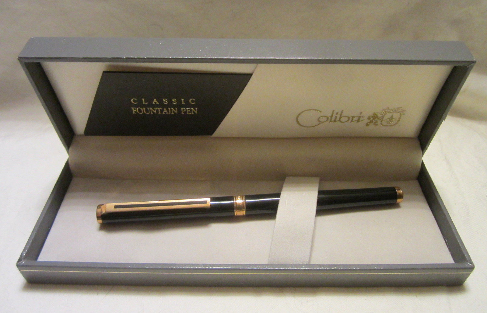 Colibri Classic Fountain Pen Black with Goldtone Accents in Gift Box!