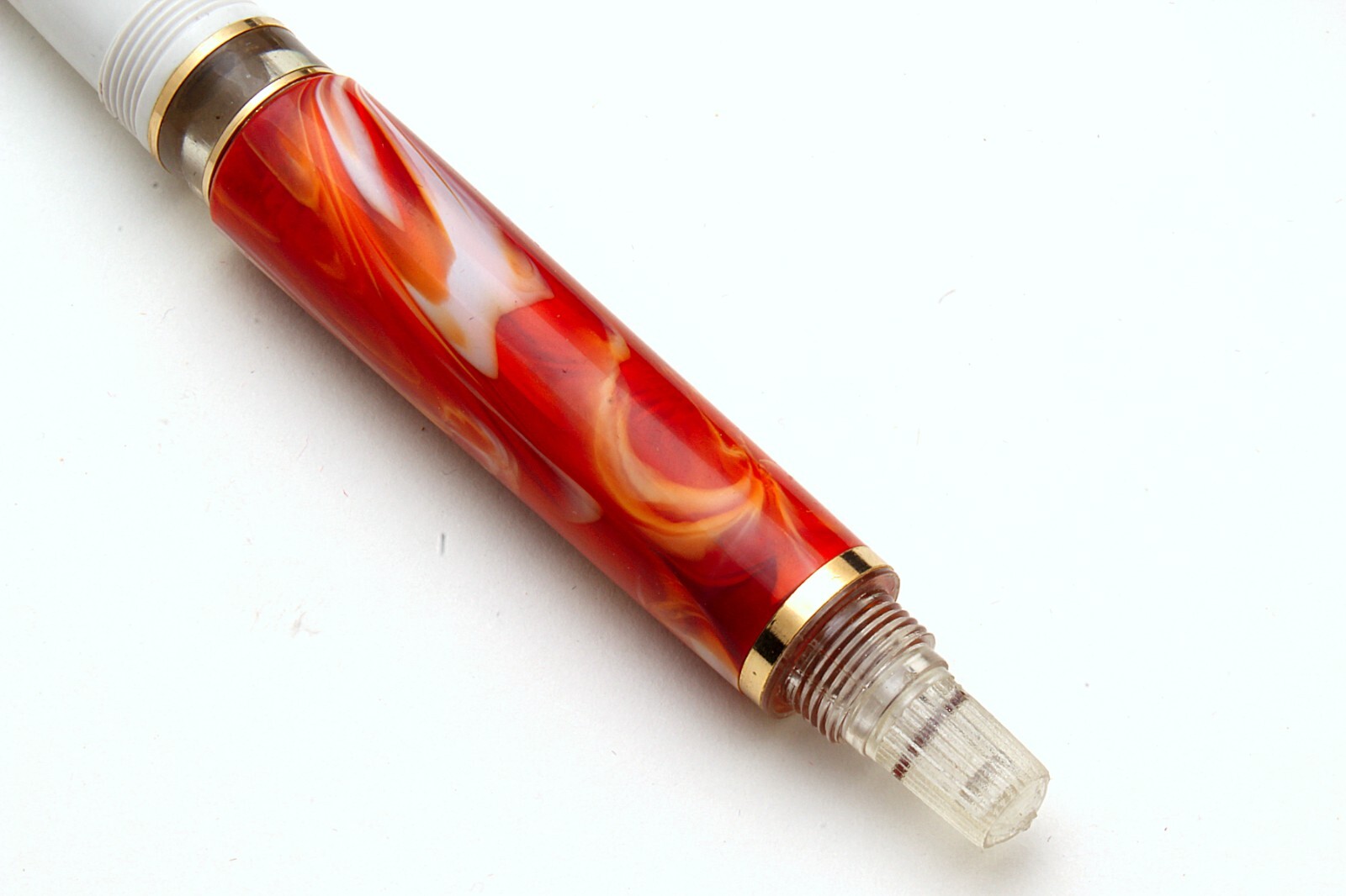 Kanwrite Heritage Orange & White Acrylic Piston System Fountain Pen New With Box