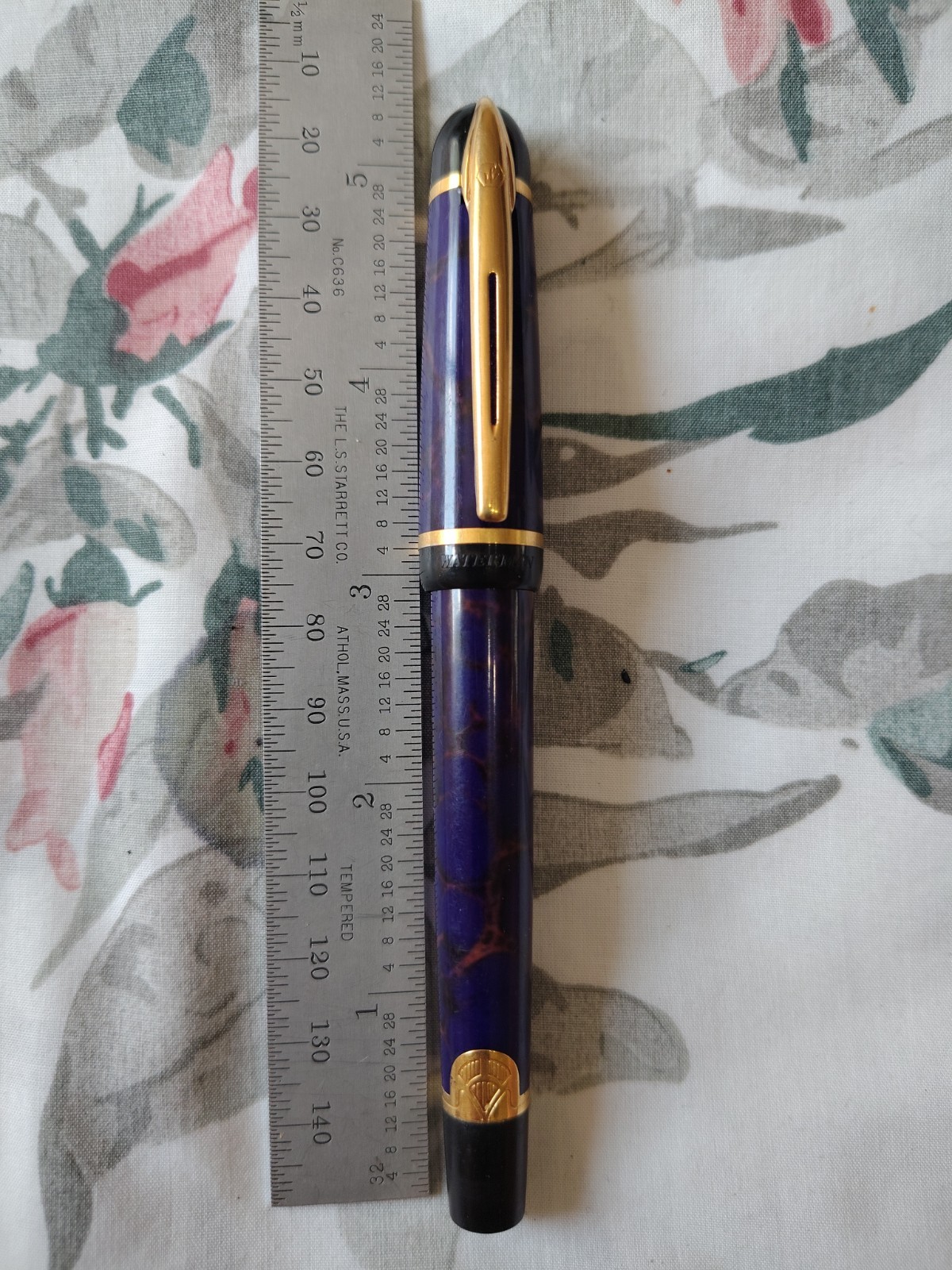 Waterman Phileas Violet Marble Gold Plated Medium Nib Fountain Pen France Made