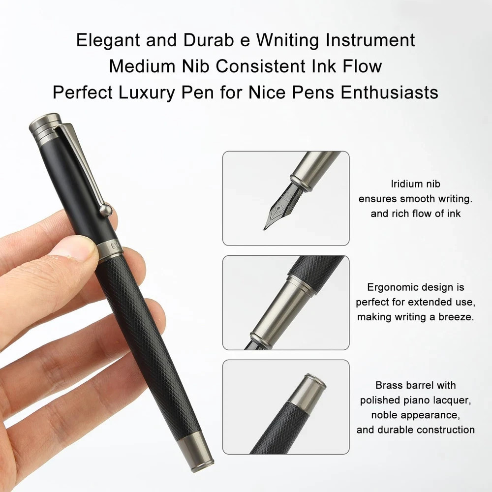 Fountain Pen Set with Fine & Medium Nibs 18 Ink Cartridges Converter Gift Kit