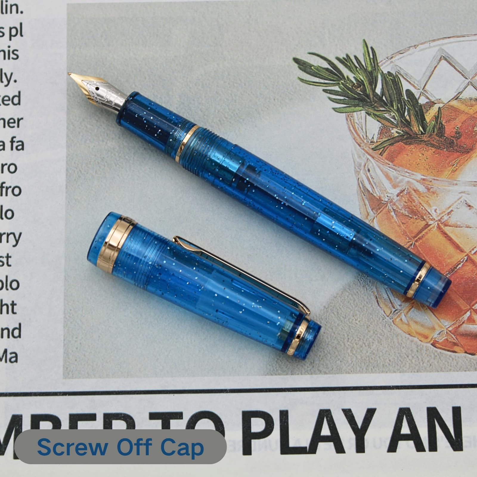 82 Fountain Pen Acrylic Iridium Extra Fine Nib EF Transparent Fluorescent