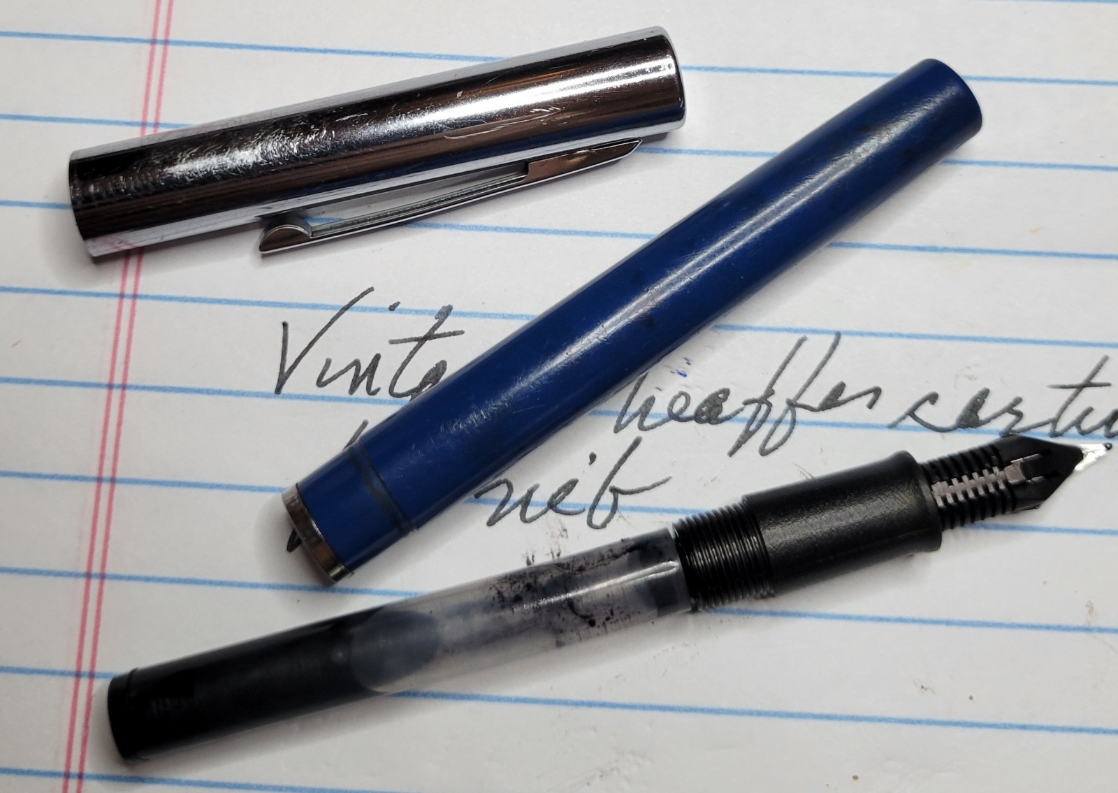 Vintage Sheaffer Cartridge Filler Fountain Pen Dark Blue M Nib 1970s