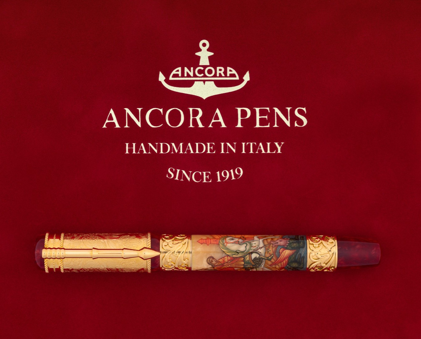 Ancora St. George Fountain Pen Limited Edition 88 Italy Luxury 18k Gold Nib New