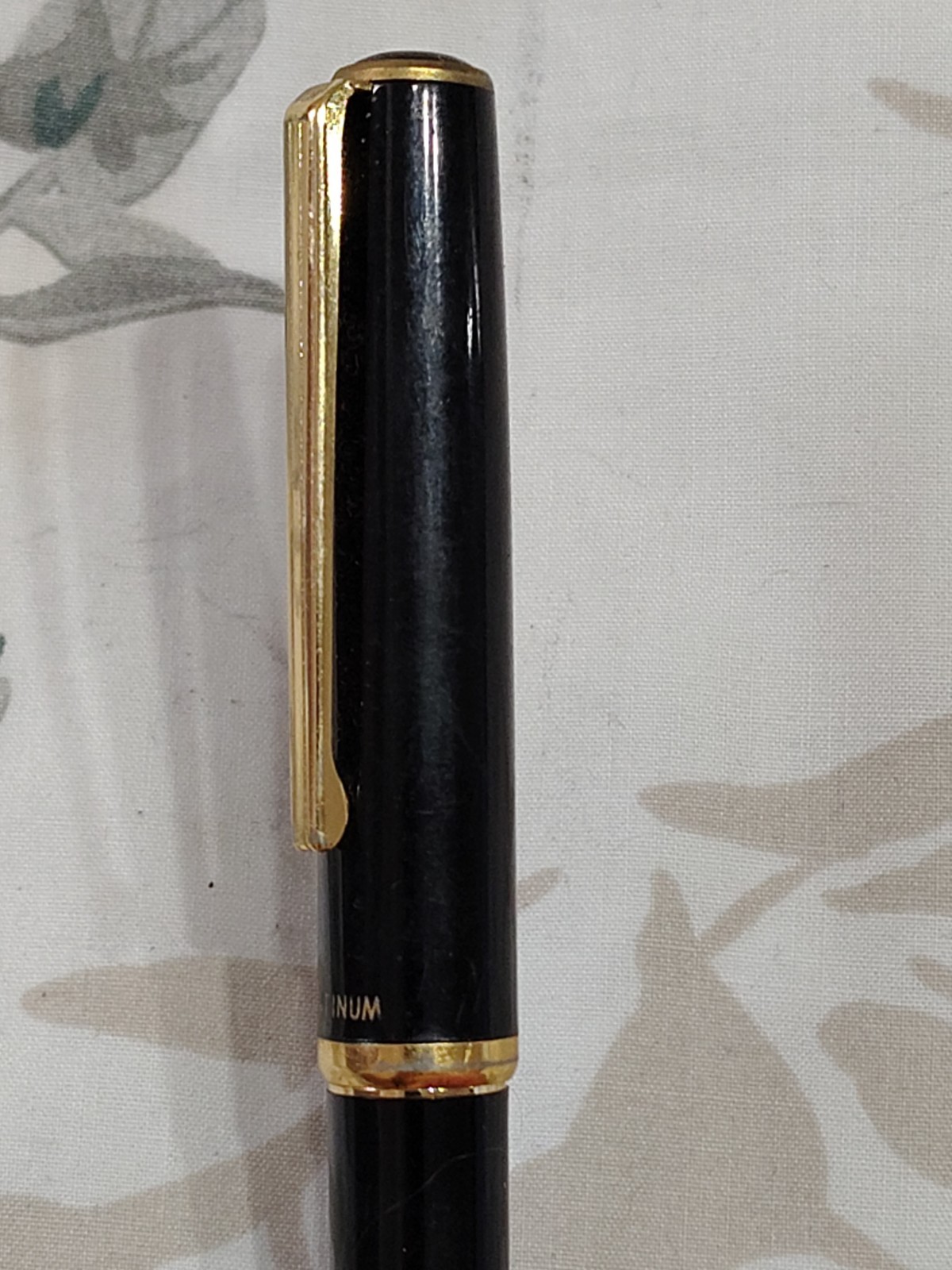Platinum Black Plastic Fountain Pen With Gold Plated Medium Nib