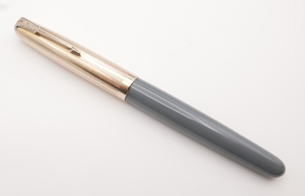 Vintage Parker 51 Blue Diamond Vacumatic Fountain Pen GF Cap 14k Fine Point Nib
