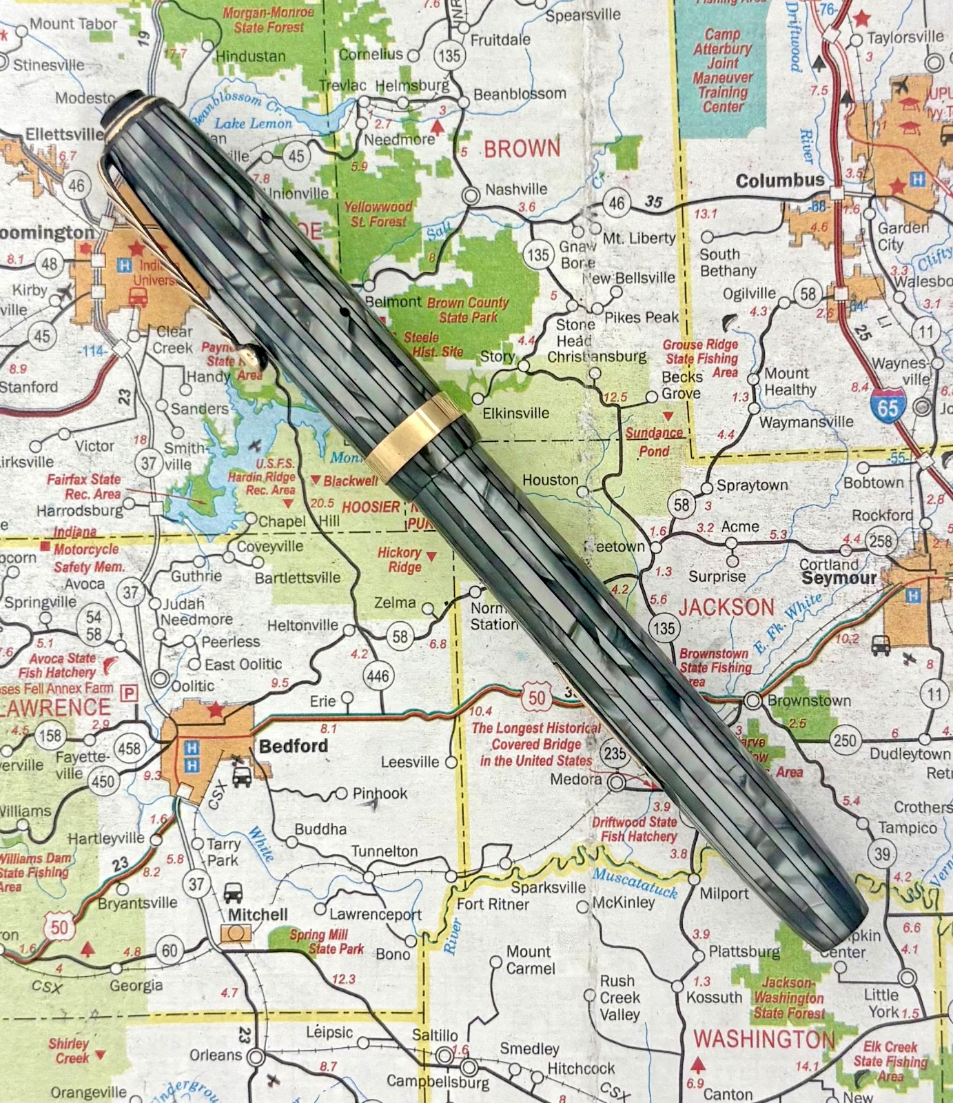 Vintage Art Deco Style King Fountain Pen, with warranted 14k gold Nib, Restored