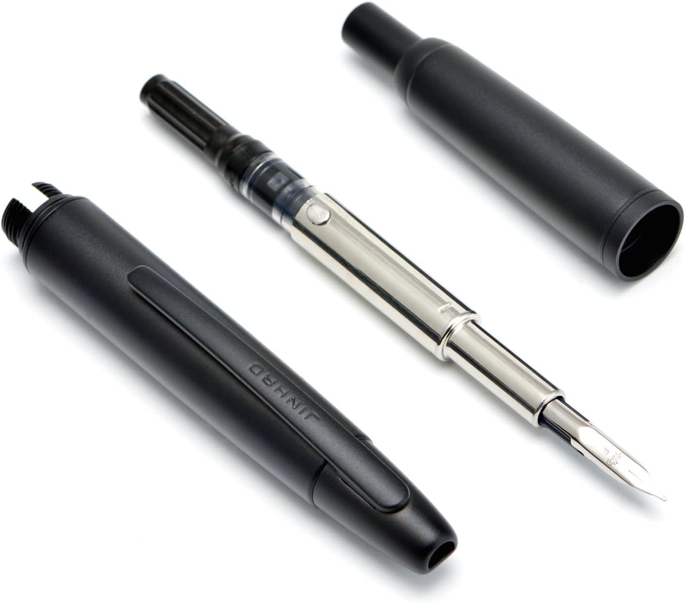 Jinhao 10 Press Fountain Pen with Box, Matte Black Retractable Fine Nib with …