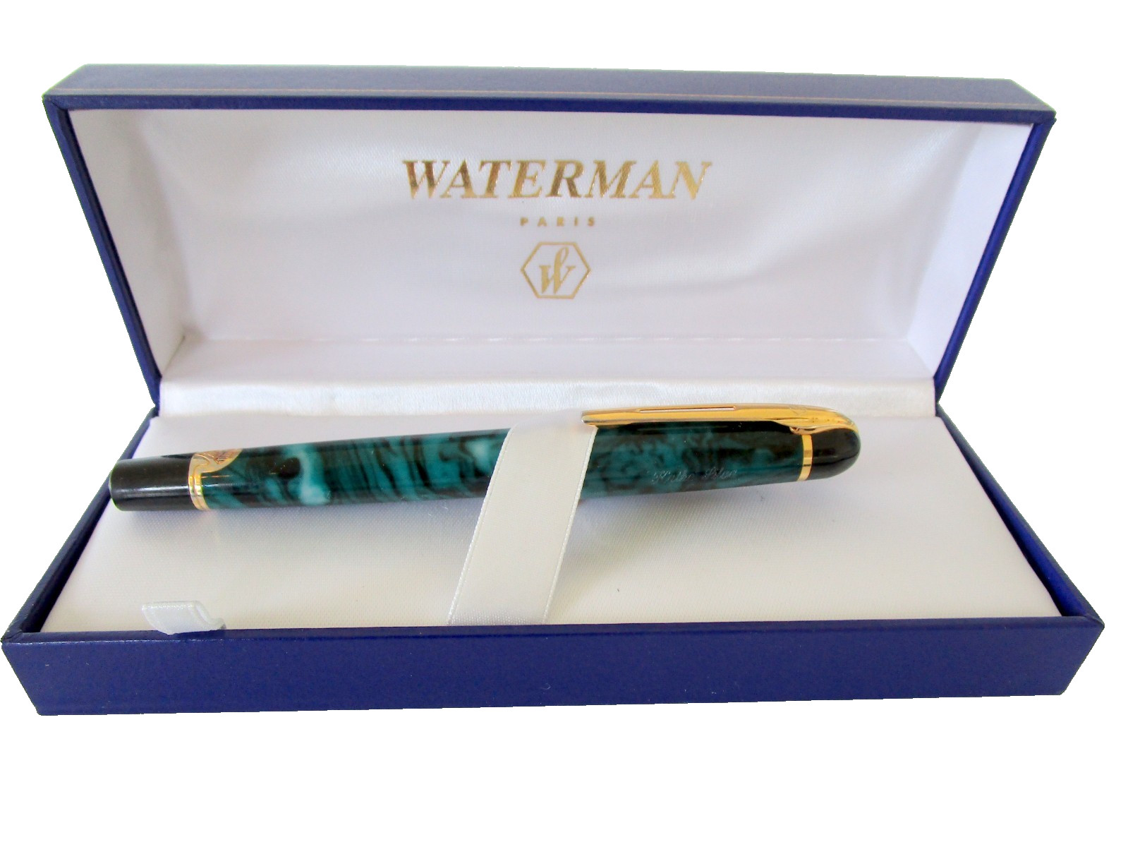 Waterman Paris Fountain Pen Green Marble Vintage With Box