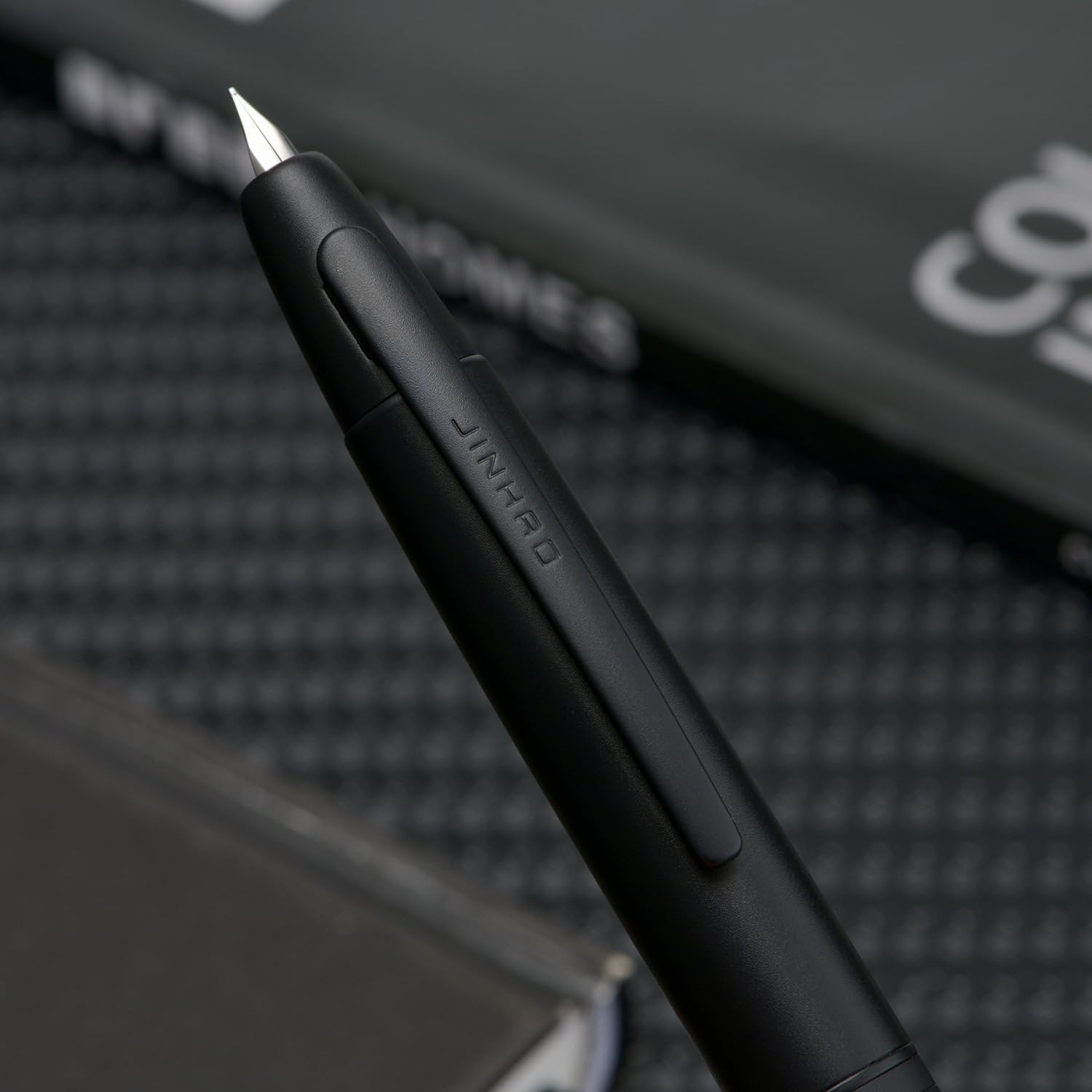 Jinhao 10 Press Fountain Pen with Box, Matte Black Retractable Fine Nib with …