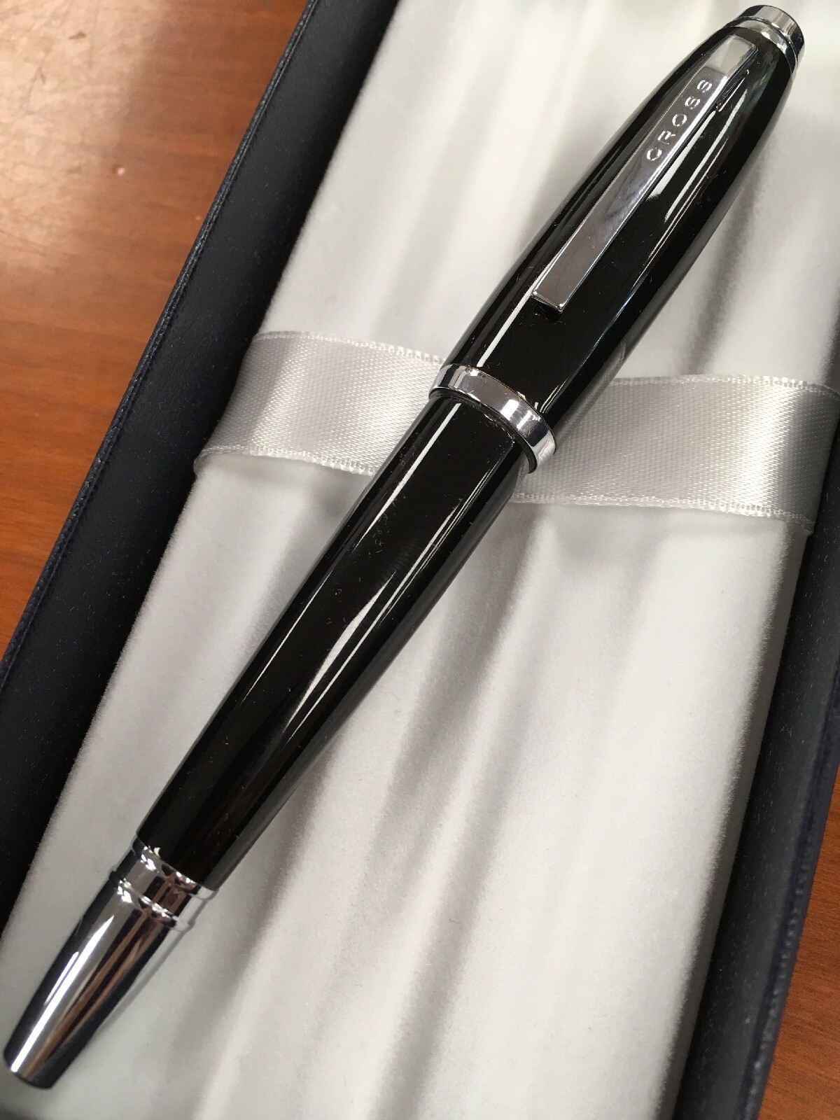 Cross Dubai Black Lacquer/Chrome Trim “M” Nib Fountain Pen