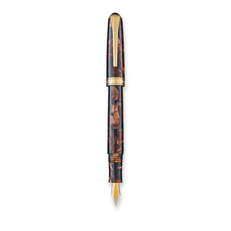 Levenger True Writer Classic Golden Dark Tortoise Fountain Pen Medium Nib New