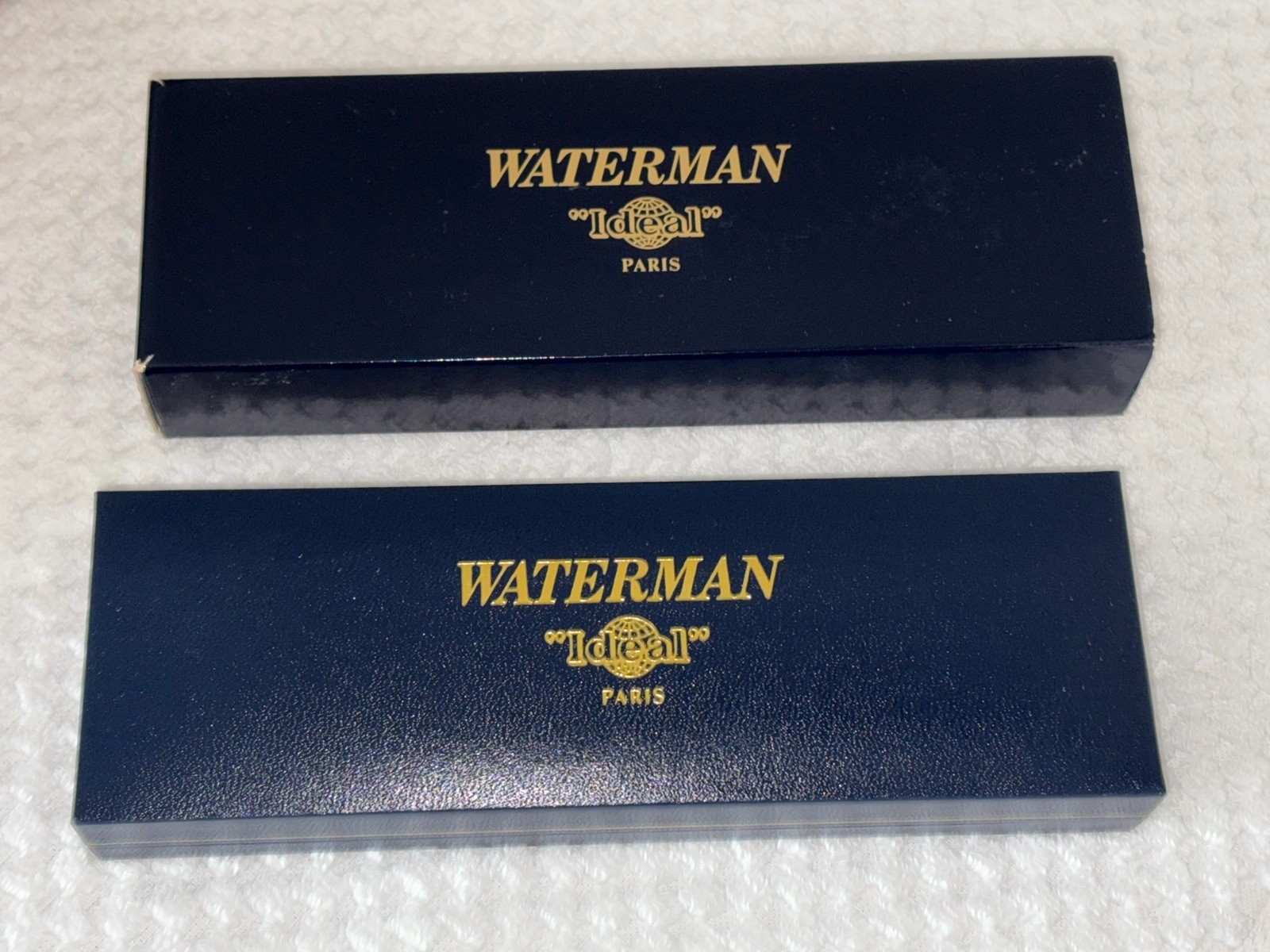 Waterman Paris *Empty* Blue & Gold Pen Case Gold Satin Lined Box Ideal Stickers