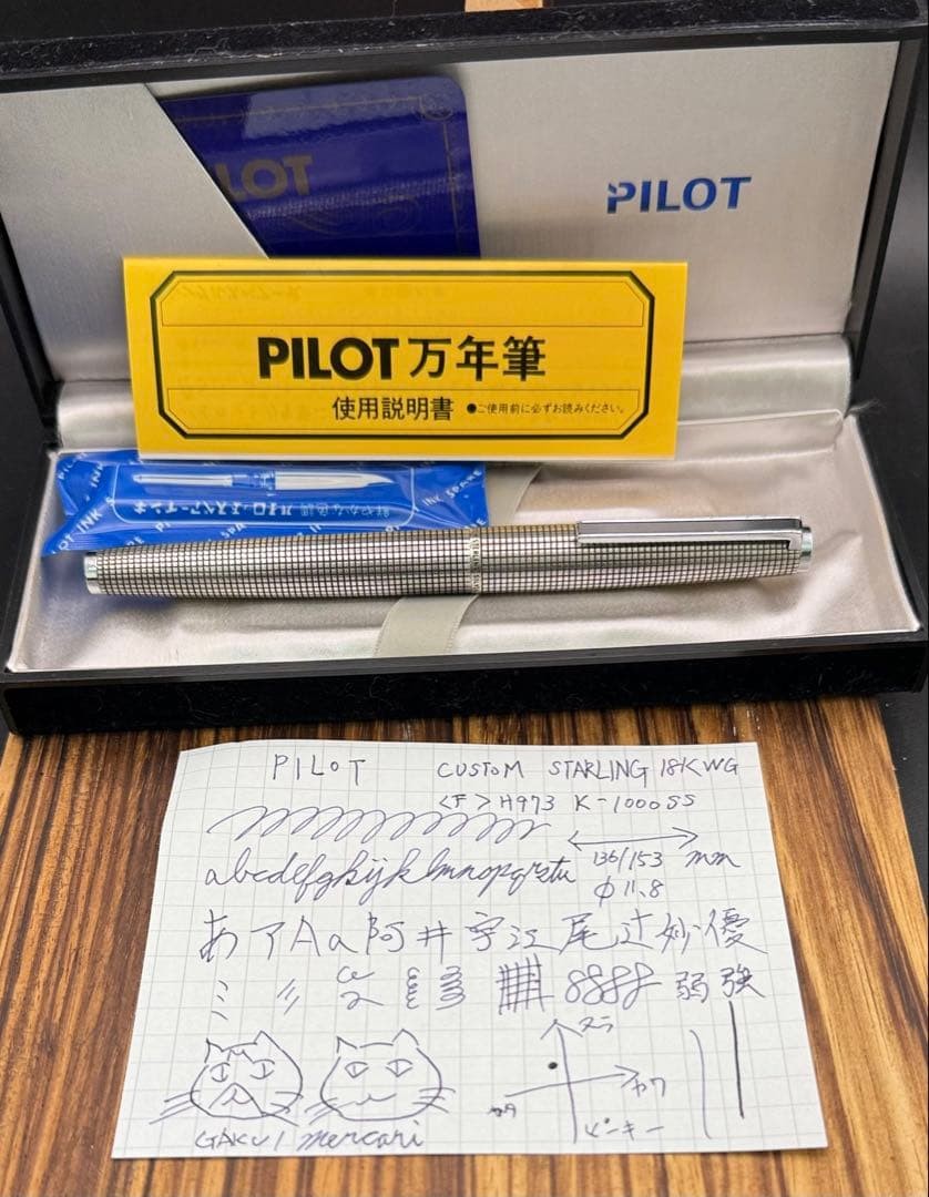 Rare Pilot Custom Sterling 18KWG 1973 Fine F Fountain Pen Vintage Japan