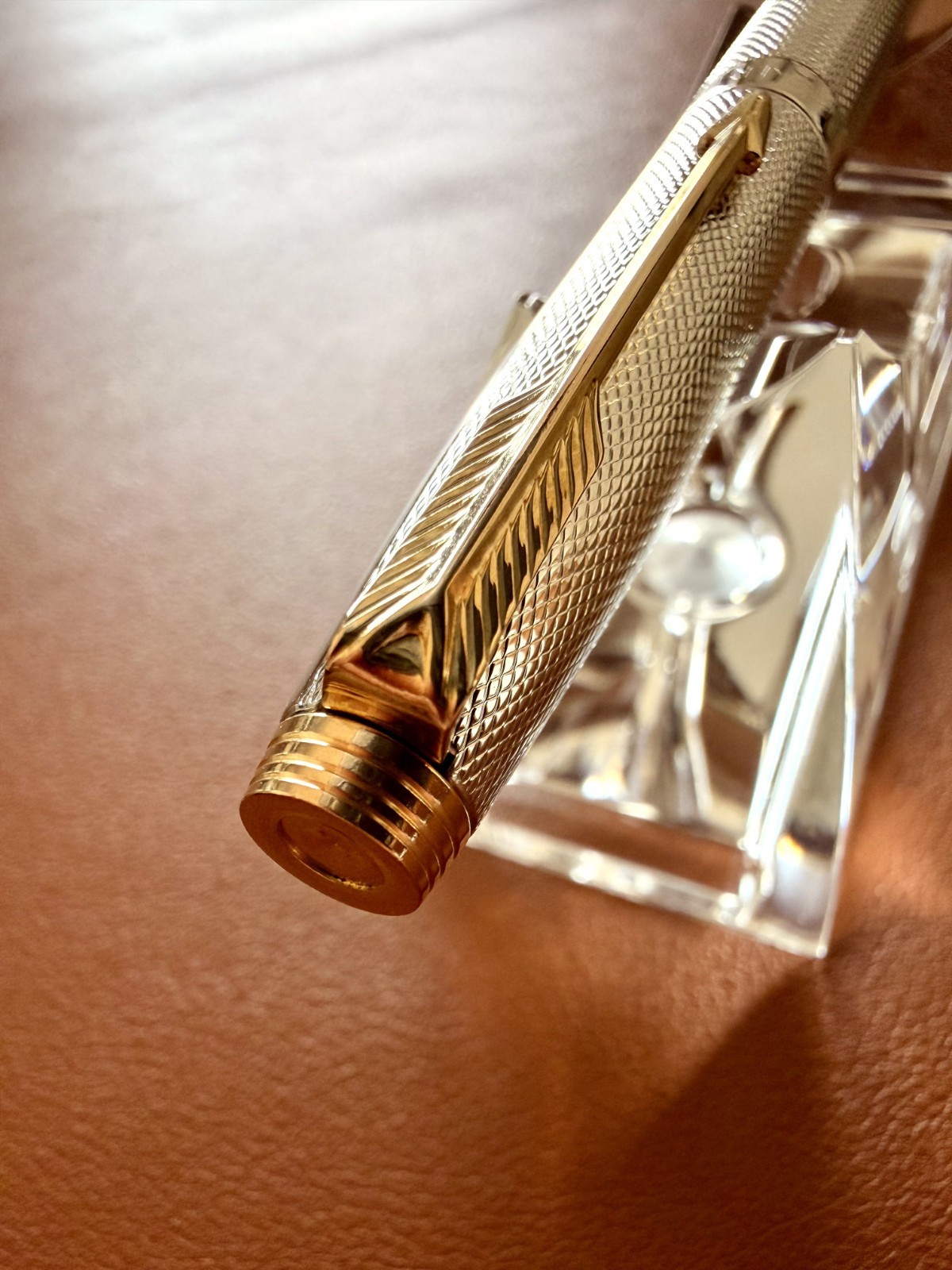 Parker Premier Chiselled Silver GT Fountain Pen 14K Gold Nib France