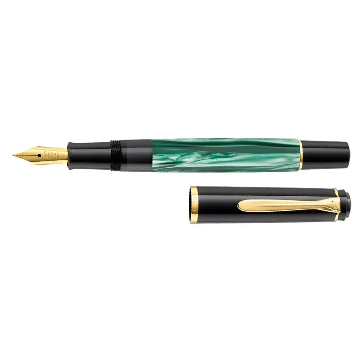 Pelikan Classic M200 Green Marbled fountain pen – F Nib PEN BLACK