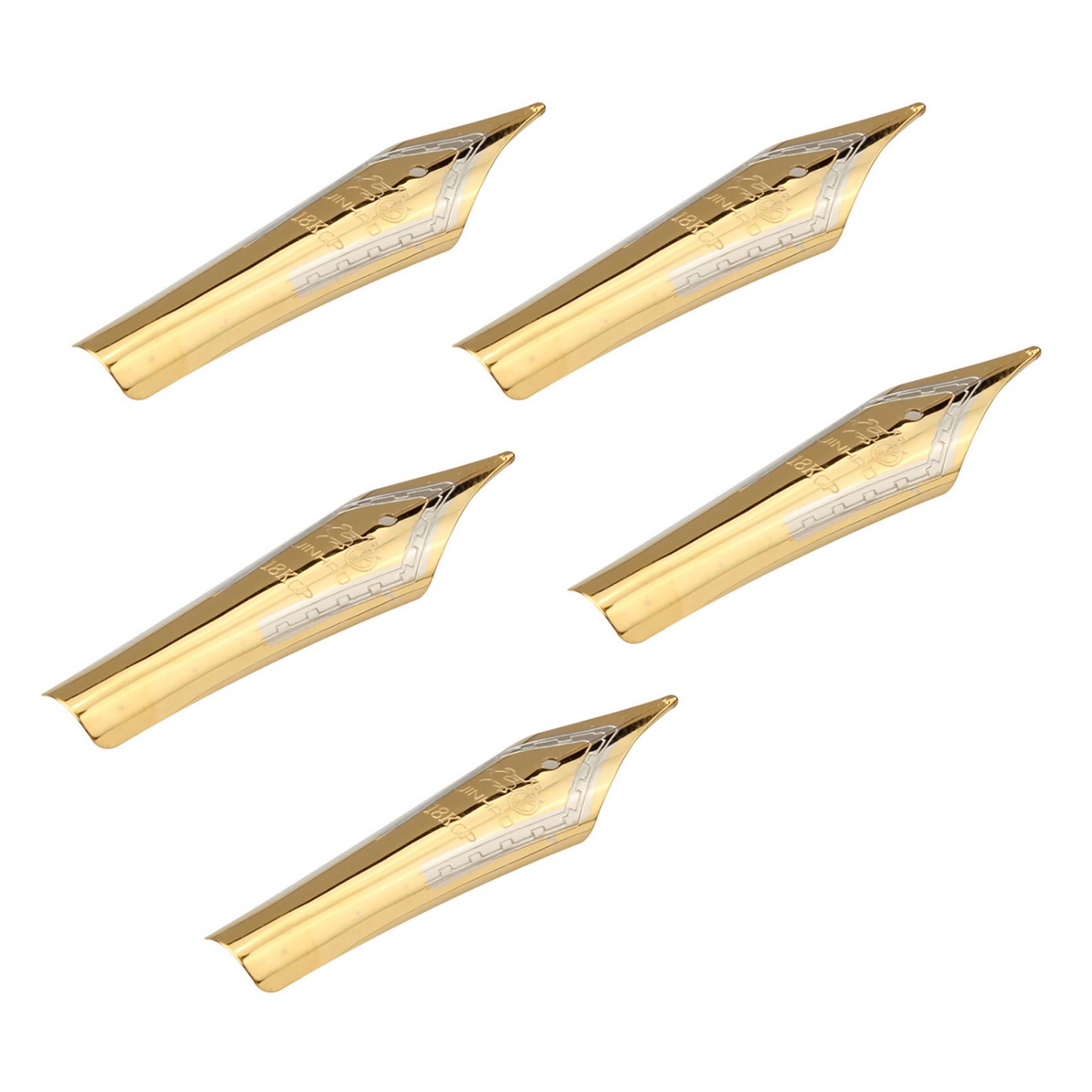 5pcs 35 x 6mm Replace Fountain Pen Nibs 0.5mm Medium Fine Nib Iridium Tip Gold
