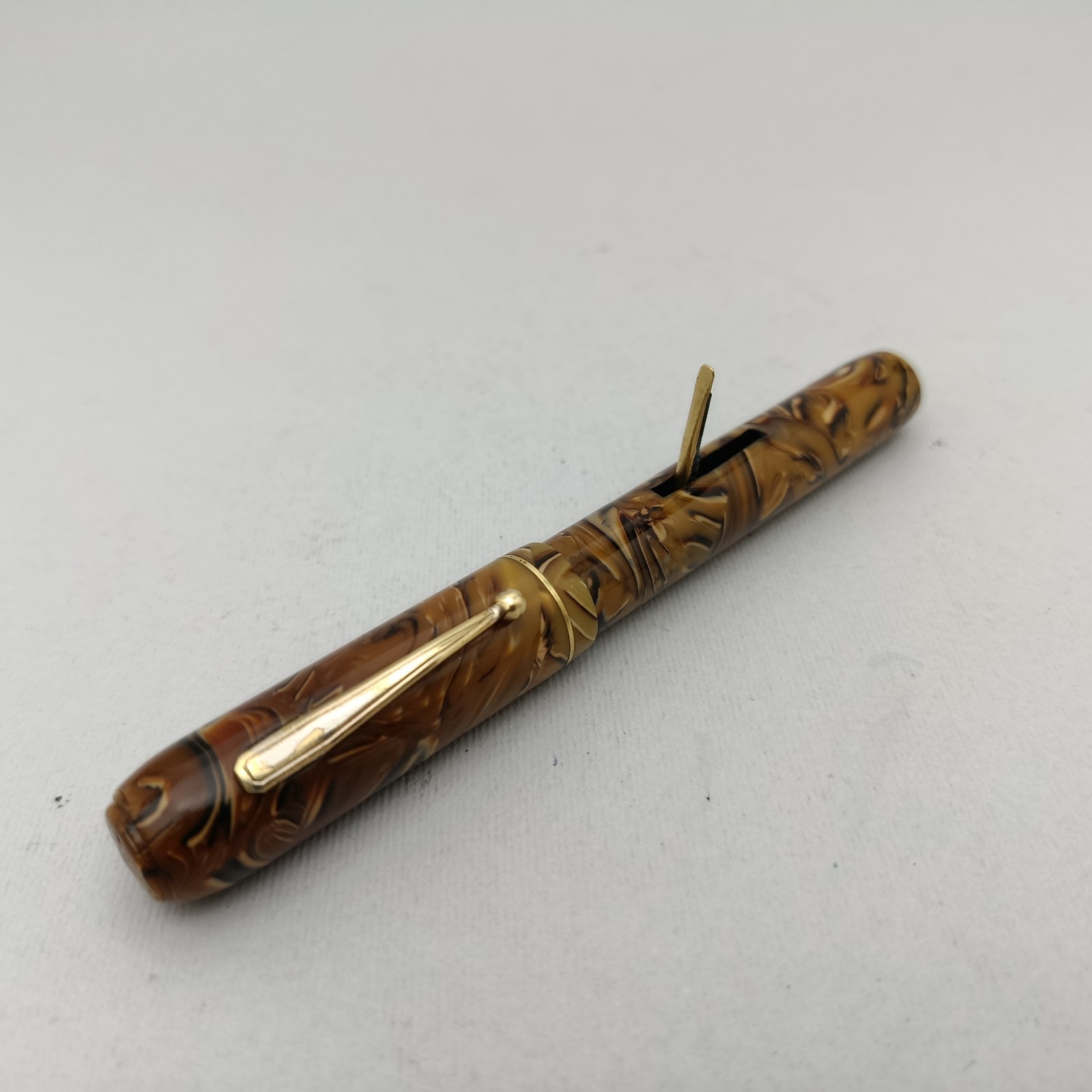 Unbranded Oversize Celluloid Lever Fountain Pen EF Nib Very Rare Vintage 30s