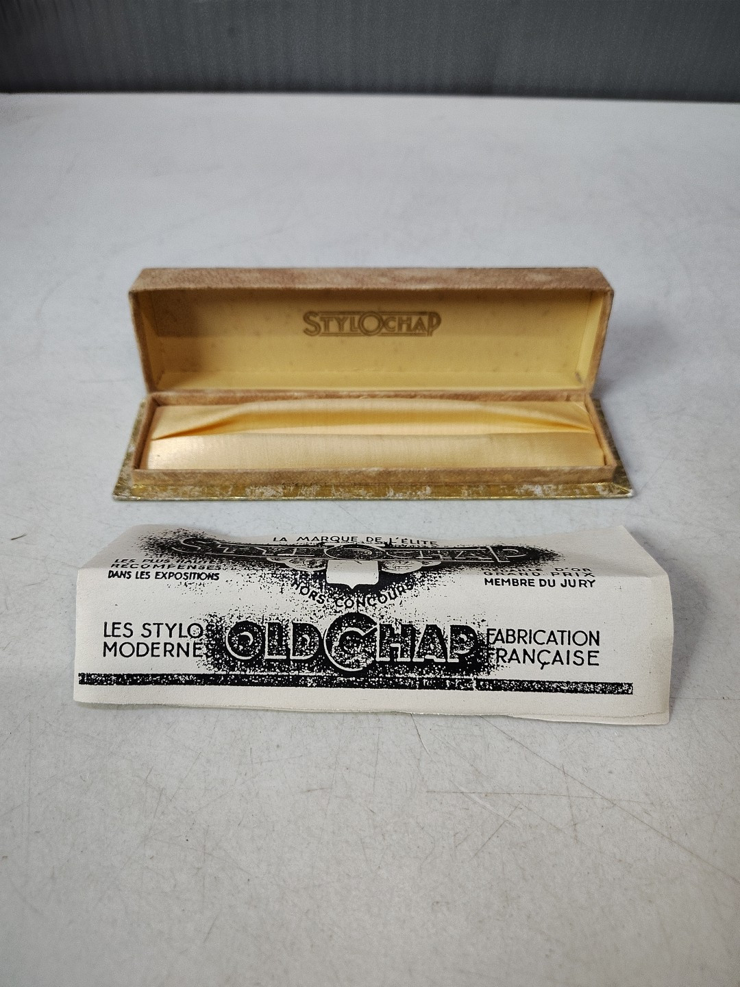 vintage 1940’s Stylochap Fountain Pen lined box only & Pamphlet FRENCH FRANCE
